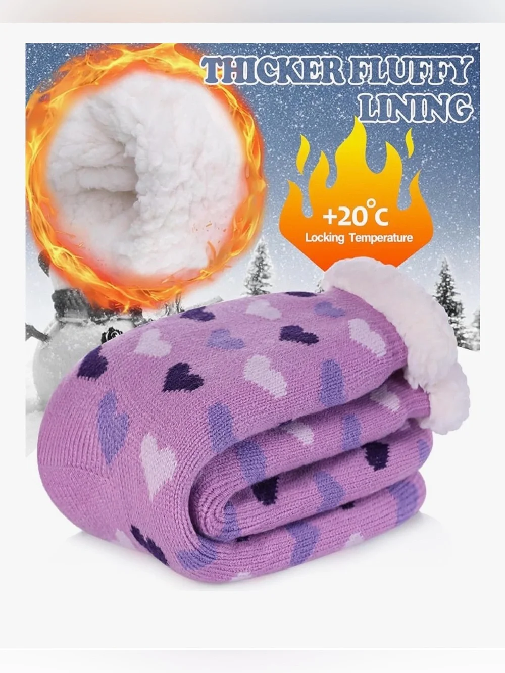 LANLEO Women Slipper Fuzzy Sherpa Lined Socks Non Slip NIB - Picture 4 of 5